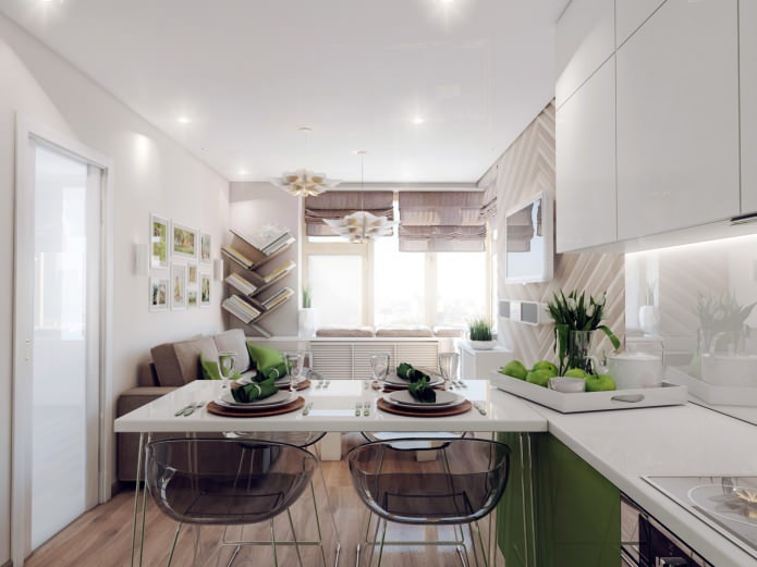дизайн кухни-гостиной 18,62 кв. м.