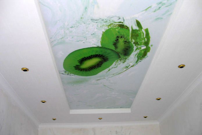 Двухуровневый потолок на кухне из гипсокартона