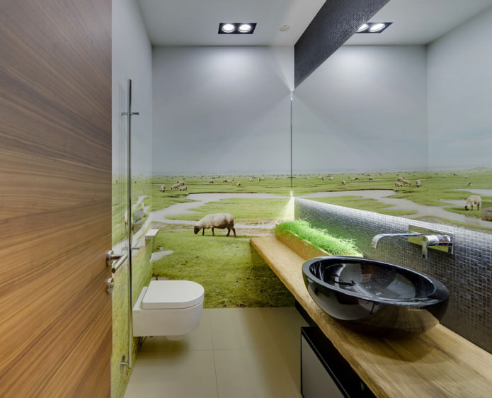 изображение поля на стенах в ванной