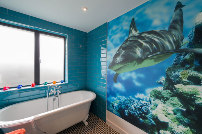 Морские фотообои в ванной комнате