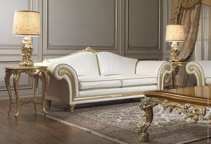 бело-золотой диван