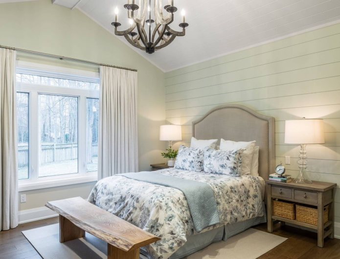 белые занавески в спальне в стиле прованс