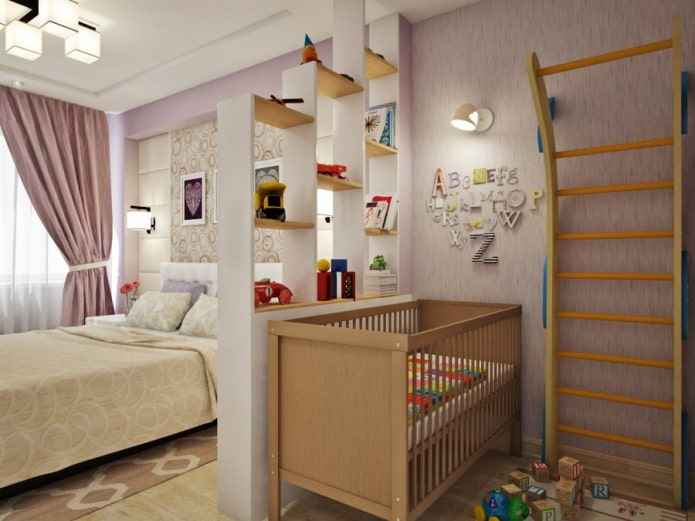 детская кроватка в интерьере спальни