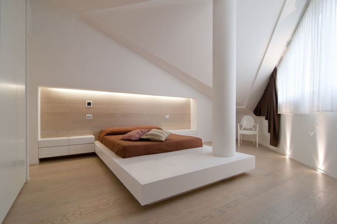 дизайн интерьера спальни в стилистике хай-тек