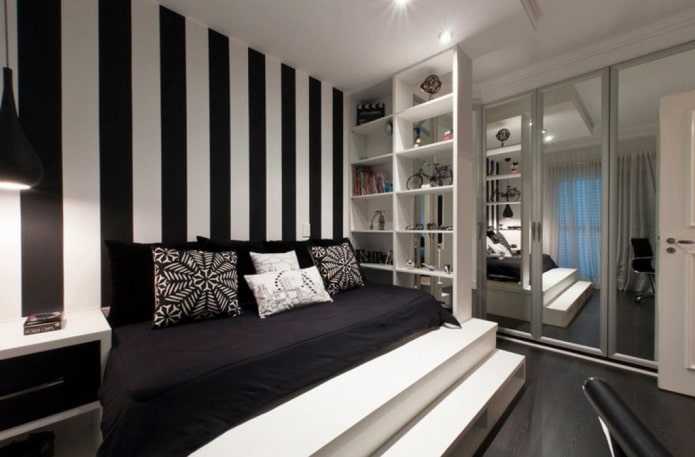 дизайн интерьера спальни в черно-белых тонах
