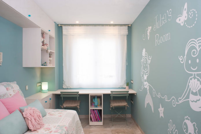 оттенки голубого в интерьере детской комнаты