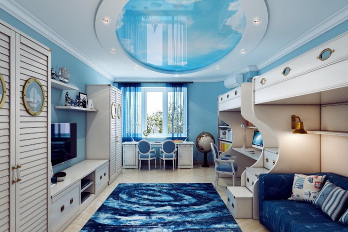 голубая детская комната в морском стиле