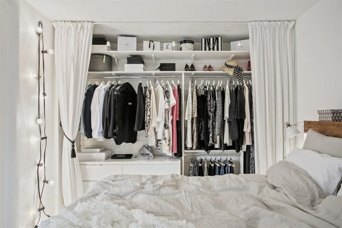 дизайн гардеробной в интерьере спальни