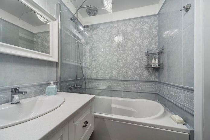 дизайн маленькой ванной комнаты в серых тонах