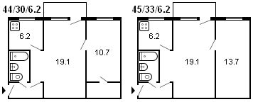 планировка 2-комнатной хрущевки серии 1-335