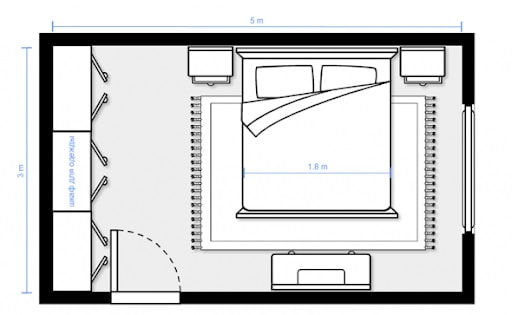 схема спальни 3 на 5