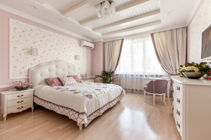 розовая цветовая гамма в спальне