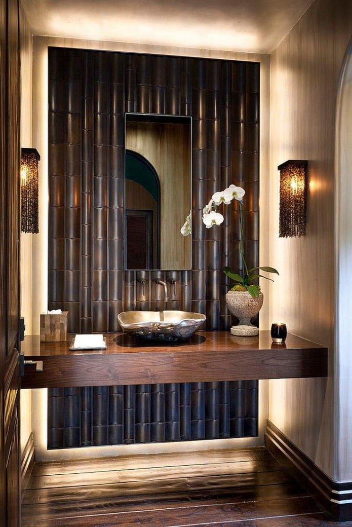 бамбуковая стена в ванной