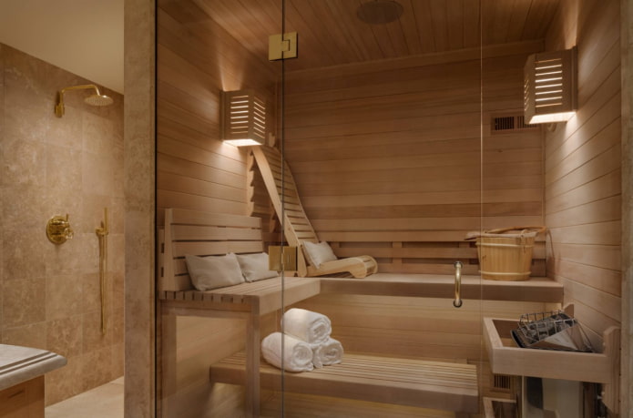 деревянная баня в современном стиле