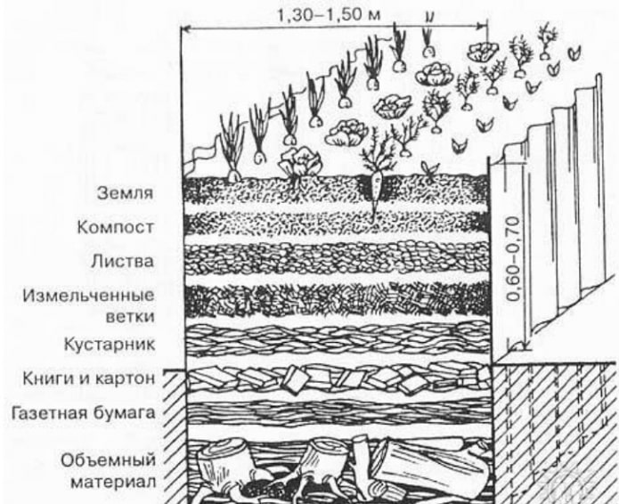 слои теплой грядки