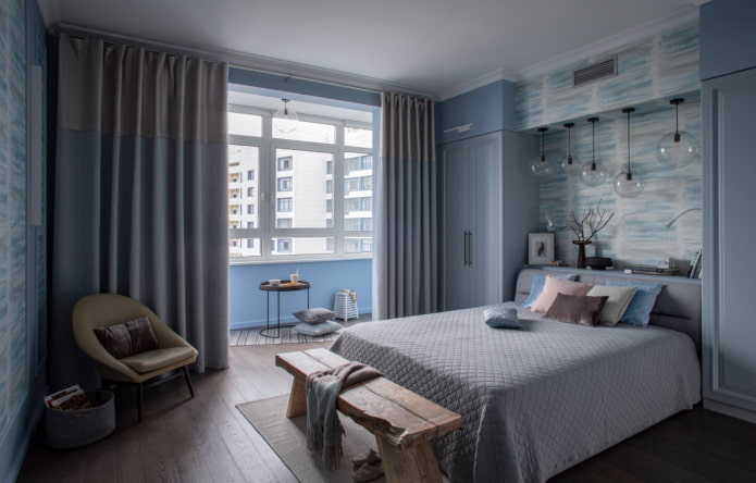голубая спальня с балконом