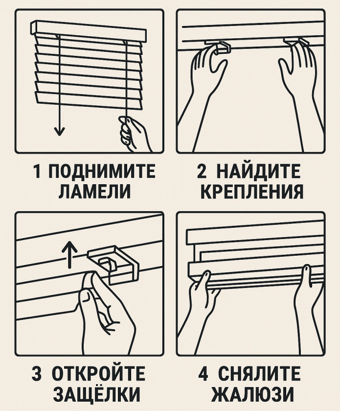 снять горизонтальные жалюзи