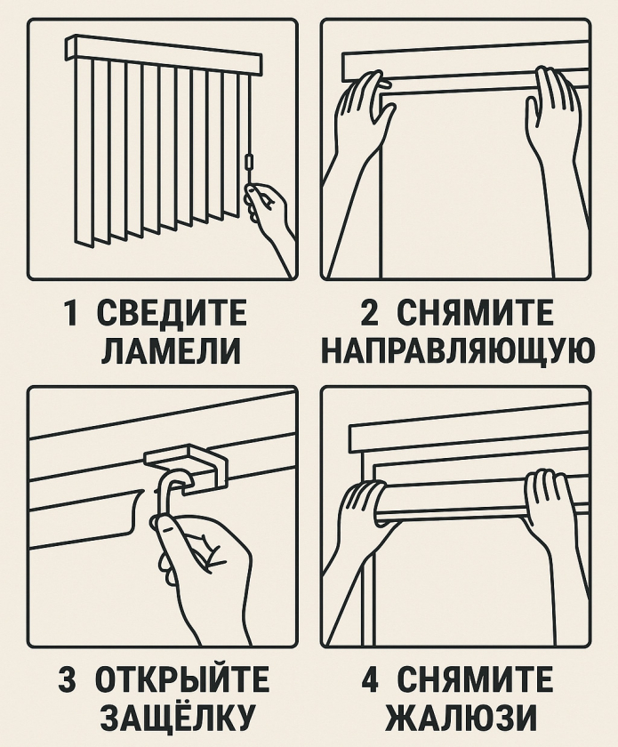 снять вертикальные жалюзи