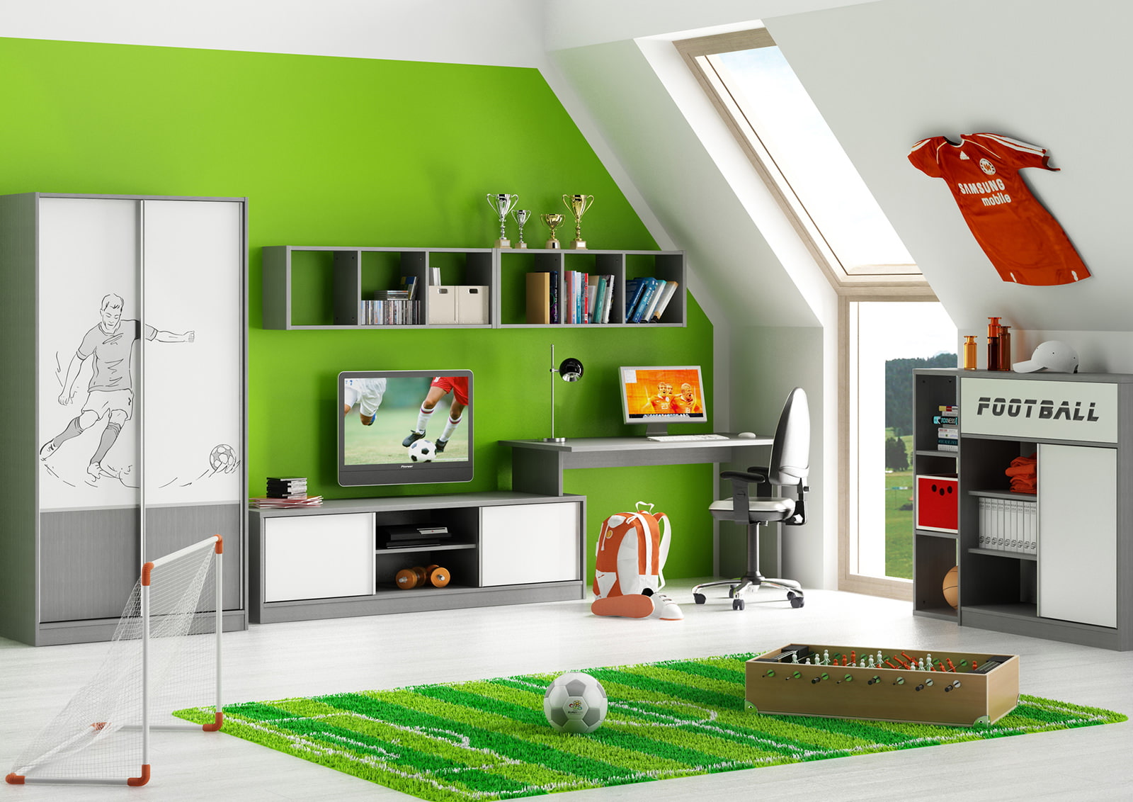 Детская комната в зеленом цвете