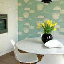 Дизайн кухни с зелеными обоями: 55 современных фото в интерьере-13