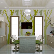 Дизайн кухни с зелеными обоями: 55 современных фото в интерьере-12