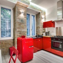 Красный кухонный гарнитур: особенности, виды, сочетания, выбор стиля и штор-6