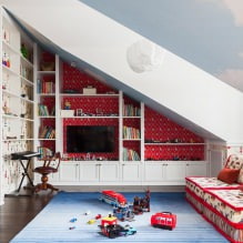 Обустройство детской на мансардном этаже: выбор стиля, отделки, мебели и штор-13