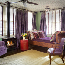 Фиолетовые шторы в интерьере - особенности дизайна и цветовые сочетания-0