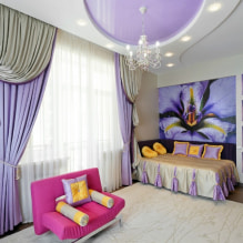 Фиолетовые шторы в интерьере - особенности дизайна и цветовые сочетания-11