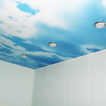 Голубые потолки в интерьере: фото, виды, дизайн, освещение, сочетание с другими цветами, стенами, шторами-3