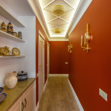 Потолок в коридоре: виды, цвет, дизайн, фигурные конструкции в прихожей, освещение-2