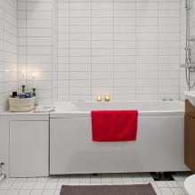 Белая плитка в ванной: дизайн, формы, цветовые сочетания, варианты расположения, цвет затирки-4