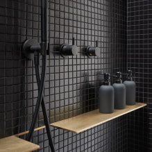 Черная плитка в ванной: дизайн, примеры раскладки, сочетания, фото в интерьере-3