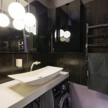 Черная плитка в ванной: дизайн, примеры раскладки, сочетания, фото в интерьере-5