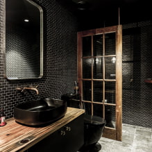 Черная плитка в ванной: дизайн, примеры раскладки, сочетания, фото в интерьере-6