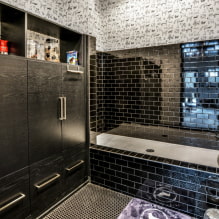 Черная плитка в ванной: дизайн, примеры раскладки, сочетания, фото в интерьере-8