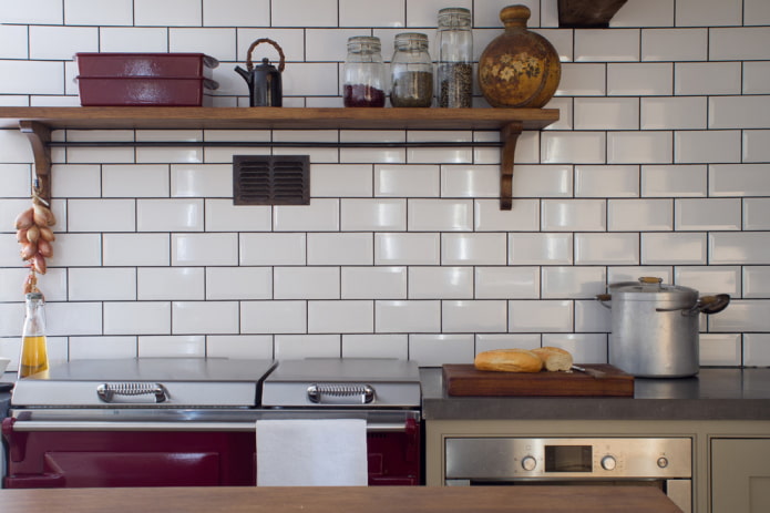 Плитка кабанчик на фартук кухни: виды, цвета, дизайн, рисунки, фото в интерьере