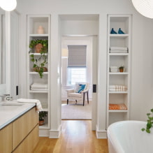 Полки в ванной комнате: виды, дизайн, материалы, цвета, формы, варианты размещения-1