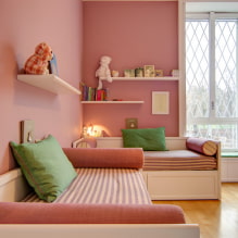 Комната для двух девочек: дизайн, зонирование, планировки, отделка, мебель, освещение-3
