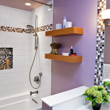 Фиолетовая и сиреневая ванная: сочетания, отделка, мебель, сантехника и декор-0