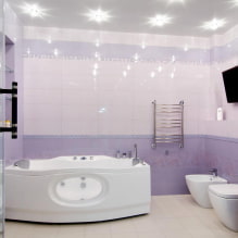 Фиолетовая и сиреневая ванная: сочетания, отделка, мебель, сантехника и декор-3