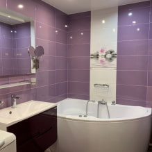 Фиолетовая и сиреневая ванная: сочетания, отделка, мебель, сантехника и декор-4