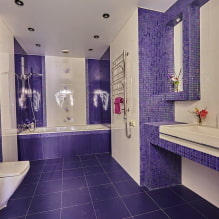 Фиолетовая и сиреневая ванная: сочетания, отделка, мебель, сантехника и декор-5