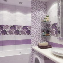 Фиолетовая и сиреневая ванная: сочетания, отделка, мебель, сантехника и декор-6