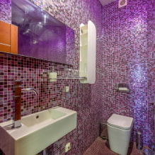 Фиолетовая и сиреневая ванная: сочетания, отделка, мебель, сантехника и декор-7