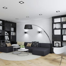 Черно-белая гостиная: особенности дизайна, реальные примеры в интерьере-1