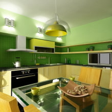 Салатовая кухня: сочетания, выбор штор и отделки, подборка фото-2