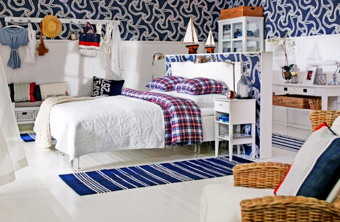 Дизайн интерьера спальни в морском стиле